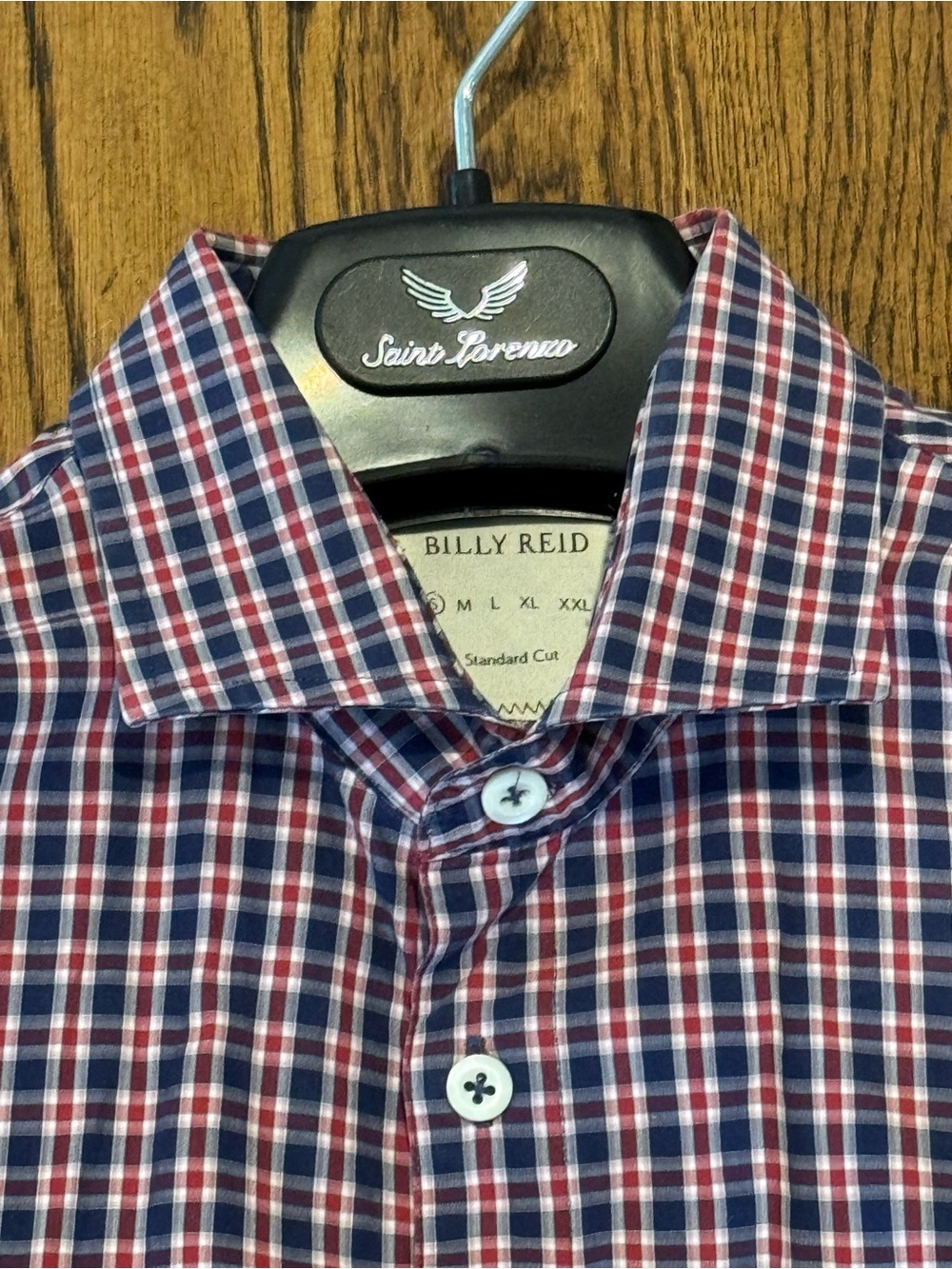 Billy Reid Red and Blue Plaid Button-Down Shirt